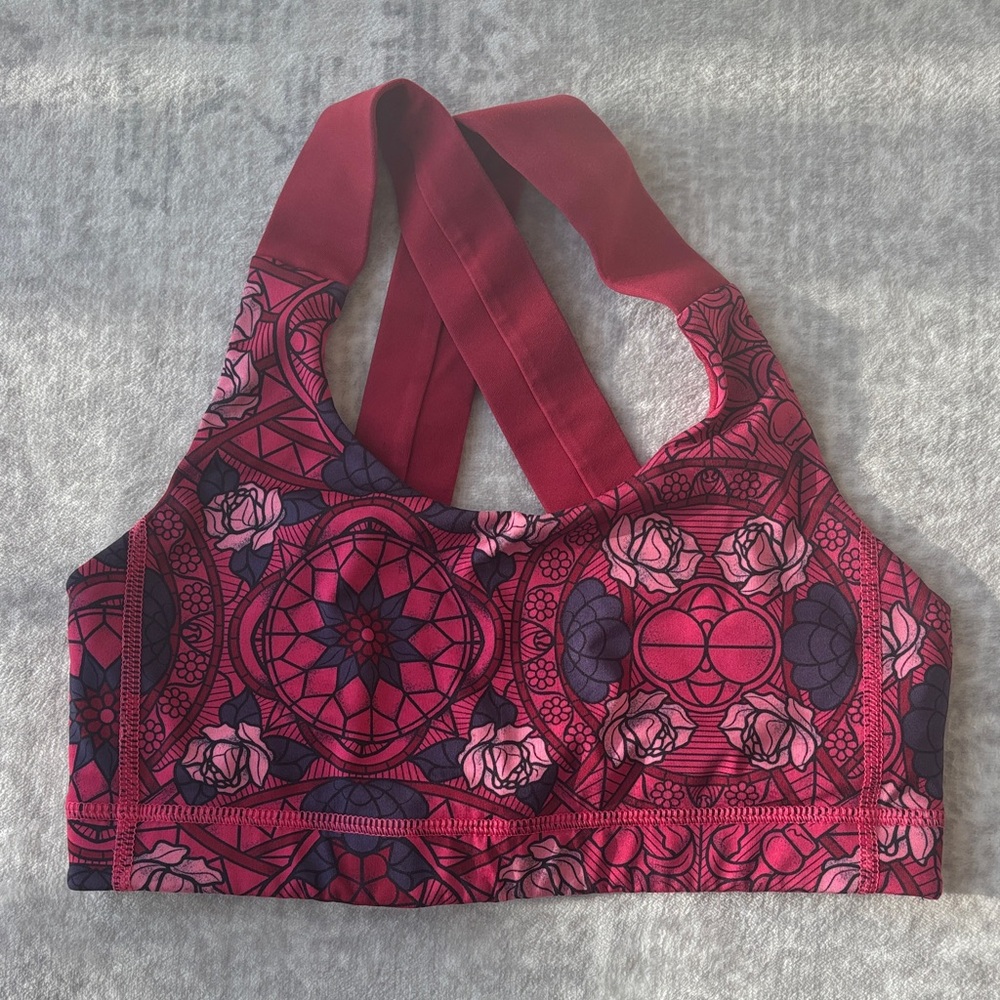 Lululemon Athletica Red and Purple Patterned Sports Bra